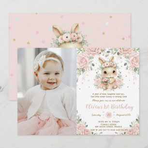 Invitación Conejo conejo conejo Ballerina 1ª foto de cumpleañ