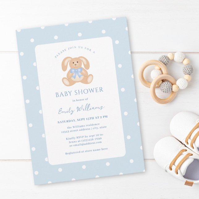 Invitación Conejo Conejo Conejo Conejo Clásico de Polka Dots  (Subido por el creador)