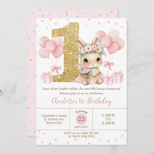 Invitación Conejo conejo conejo conejo conejo conejo de balan (Anverso / Reverso)