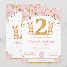 Invitación Conejo conejo conejo gemelo Chicas gemelos de segu
