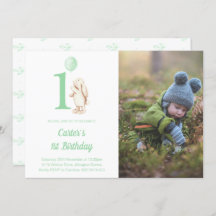 Conejo conejo conejo y globo verde 1er cumpleaños 