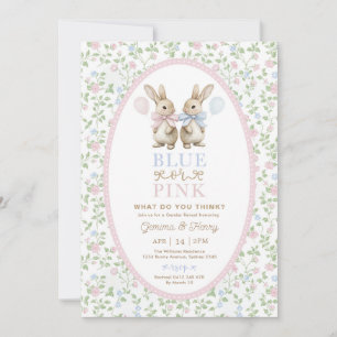 Invitación Conejo Coquette Azul o Rosa Revelación de Género