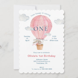 Invitación Conejo cutáneo acuarela 1er cumpleaños