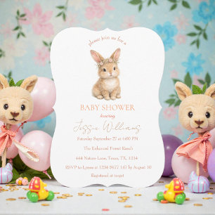 Invitación Conejo Cute Bunny Pascua Baño de bebé acuarela