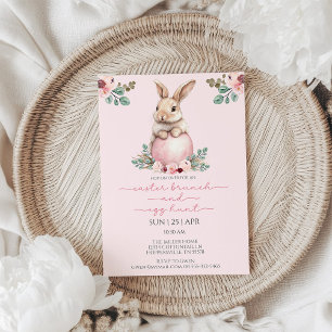 Invitación Conejo de Acuarela Floral Desayuno de Pascua y Bús