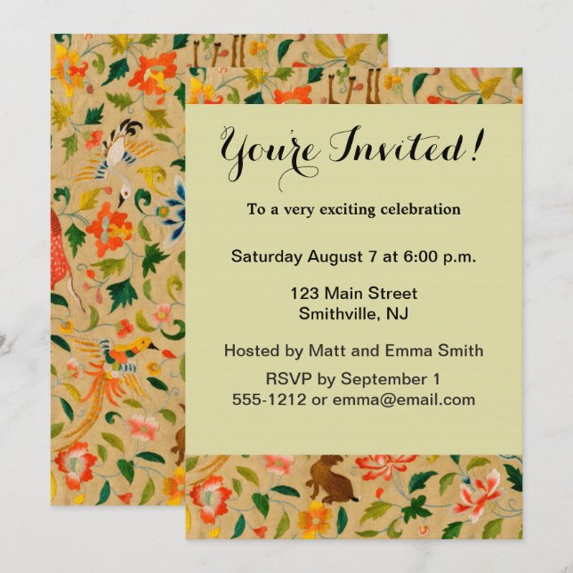 Invitación Conejo de aves de corral de animales antiguos (Anverso / Reverso)