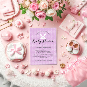 Invitación Conejo de Baby Shower Morado Baby Shower