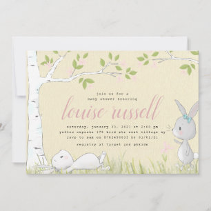 Invitación conejo de bebé amarillo elegante ducha de bebé