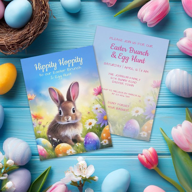 Invitación Conejo de Bebé Cute Brown Easter (Subido por el creador)