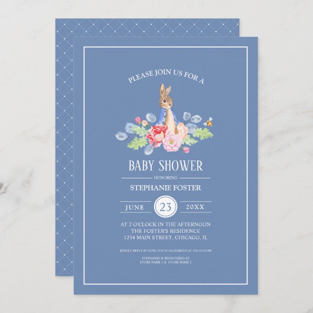 Invitación Conejo de bebé dulce | Baby Shower de conejo (Anverso / Reverso)