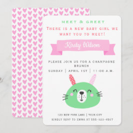 Invitación Conejo de bebé | Reunión y Recién nacido de bienve