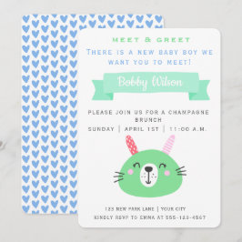 Invitación Conejo de bebé | Reunión y Recién nacido de bienve
