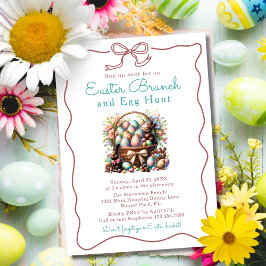 Invitación Conejo de Chocolate en Canasta de Huevos Antiguos
