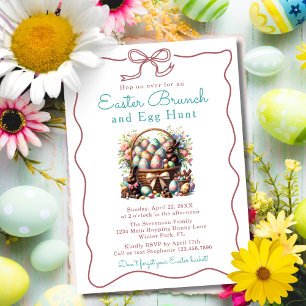 Invitación Conejo de Chocolate en Canasta de Huevos Antiguos