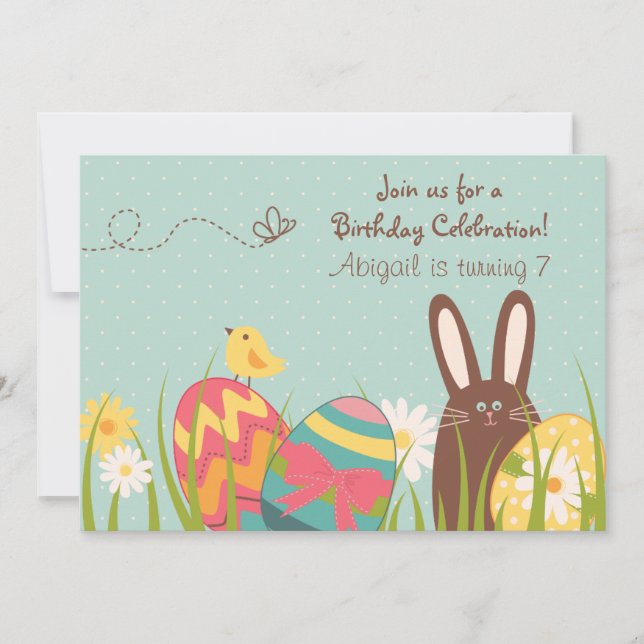 Invitación Conejo de chocolate y huevos de Pascua Cumpleaños (Anverso)