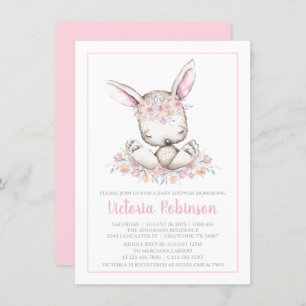 Invitación Conejo de conejito rosado Baby Shower