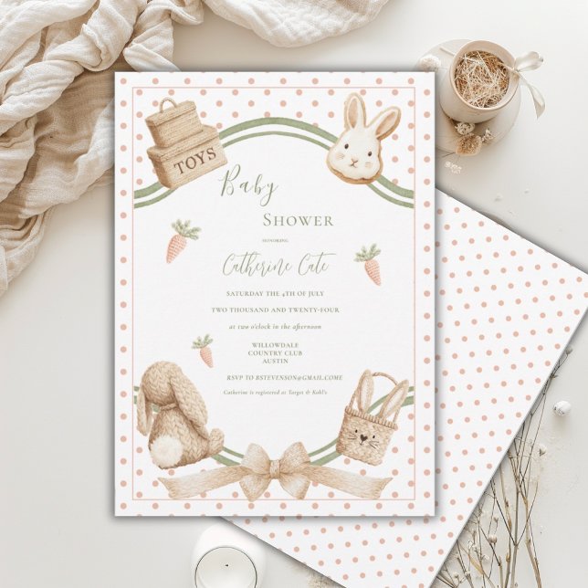 Invitación Conejo de conejito vintage para bebé (Subido por el creador)