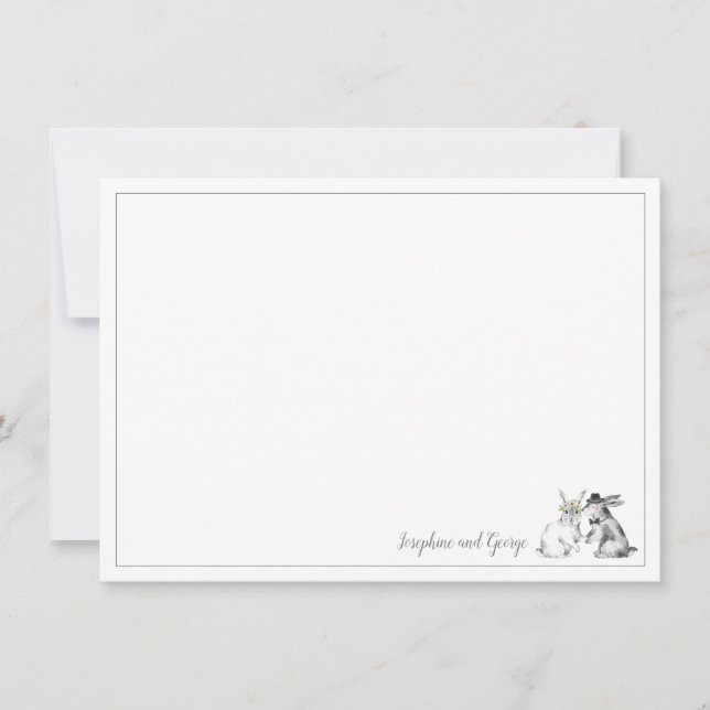 Invitación Conejo de conejo blanco y gris (Anverso)