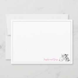 Invitación Conejo de conejo blanco y rosa gris