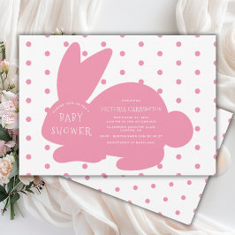 Invitación Conejo de conejo conejo conejo rosado Polkadots Ba