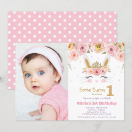 Invitación Conejo de Conejo de Conejo de Conejo Floral 1er Cu