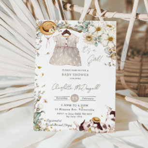 Invitación Conejo de Conejo Vintage Marfil Floral Baby Shower