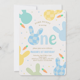 Invitación Conejo de Cute Boy 1er cumpleaños