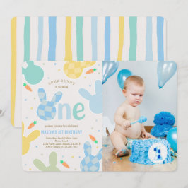 Invitación Conejo de Cute Boy 1er cumpleaños foto
