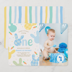Invitación Conejo de Cute Boy 1er cumpleaños foto
