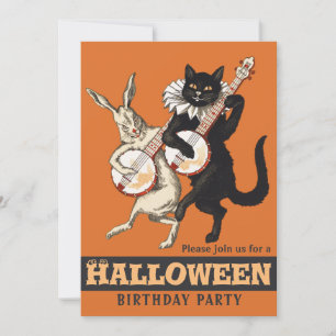 Invitación Conejo de gatos rojos CC1156 fiesta de cumpleaños