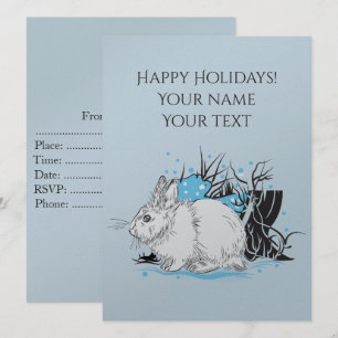 Invitación conejo de Navidad blanco