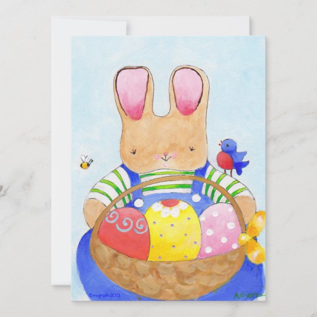 Invitación Conejo de niños de cestas de Pascua (Anverso)