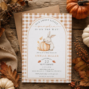 Invitación Conejo de Otoño, Pequeña Calabaza en Camino, Fiest