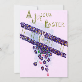 Invitación Conejo de Pascua Avión Huevo de Colores