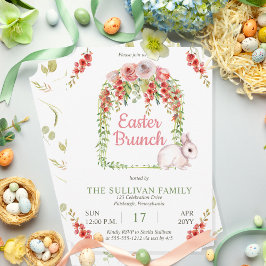Invitación Conejo de Pascua Brunch Floral Conejo | Marco de V
