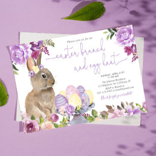 Invitación Conejo de Pascua, brunch floral de Pascua y caza d