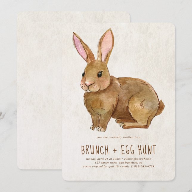 Invitación Conejo de Pascua| Brunch y Huevo Hunt (Anverso / Reverso)