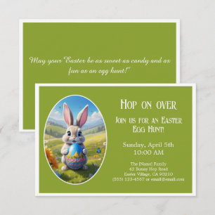 Invitación conejo de Pascua   Caza de huevos    Ven   verde -