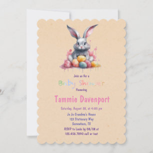 Invitación Conejo de Pascua con Baby Shower de Huevos acuátic