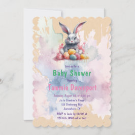 Invitación Conejo de Pascua con Baby Shower de Huevos acuátic