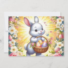 Invitación conejo de Pascua con cesta