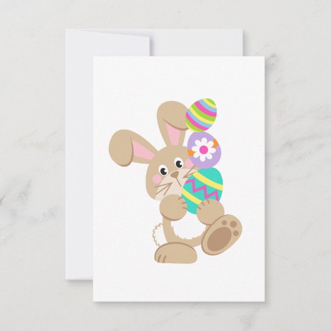 Invitación Conejo de Pascua con Huevos Diseño de 3,5" x 5" (Anverso)