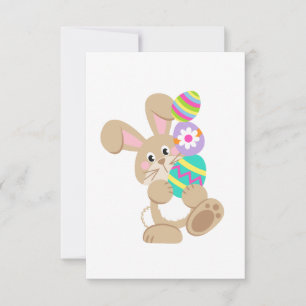 Invitación Conejo de Pascua con Huevos Diseño de 3,5" x 5"