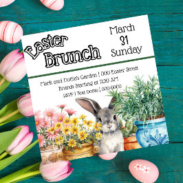 Invitación Conejo de Pascua en el Jardín Brunch de Pascua