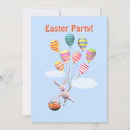 Invitación Conejo de Pascua Feliz y Fiesta de Globos