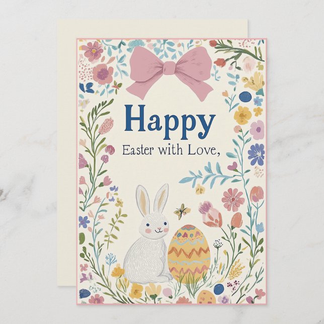 Invitación Conejo de Pascua, Huevo e Invitat Personalizados (Anverso / Reverso)