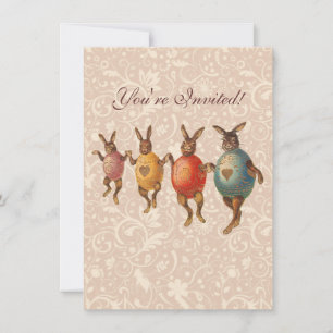 Invitación Conejo de Pascua Huevos Bailando