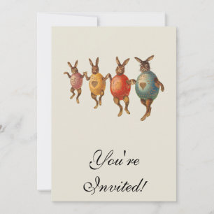 Invitación Conejo de Pascua Huevos Bailando