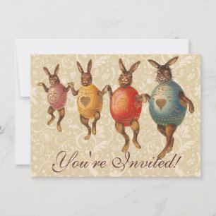 Invitación Conejo de Pascua Huevos Bailando
