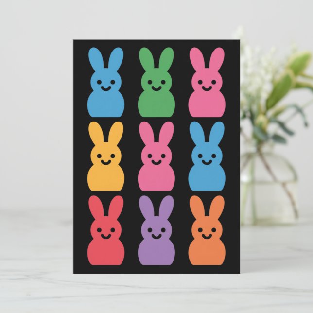 Invitación Conejo de Pascua Huevos Cuadro Leopardo (Anverso de pie)